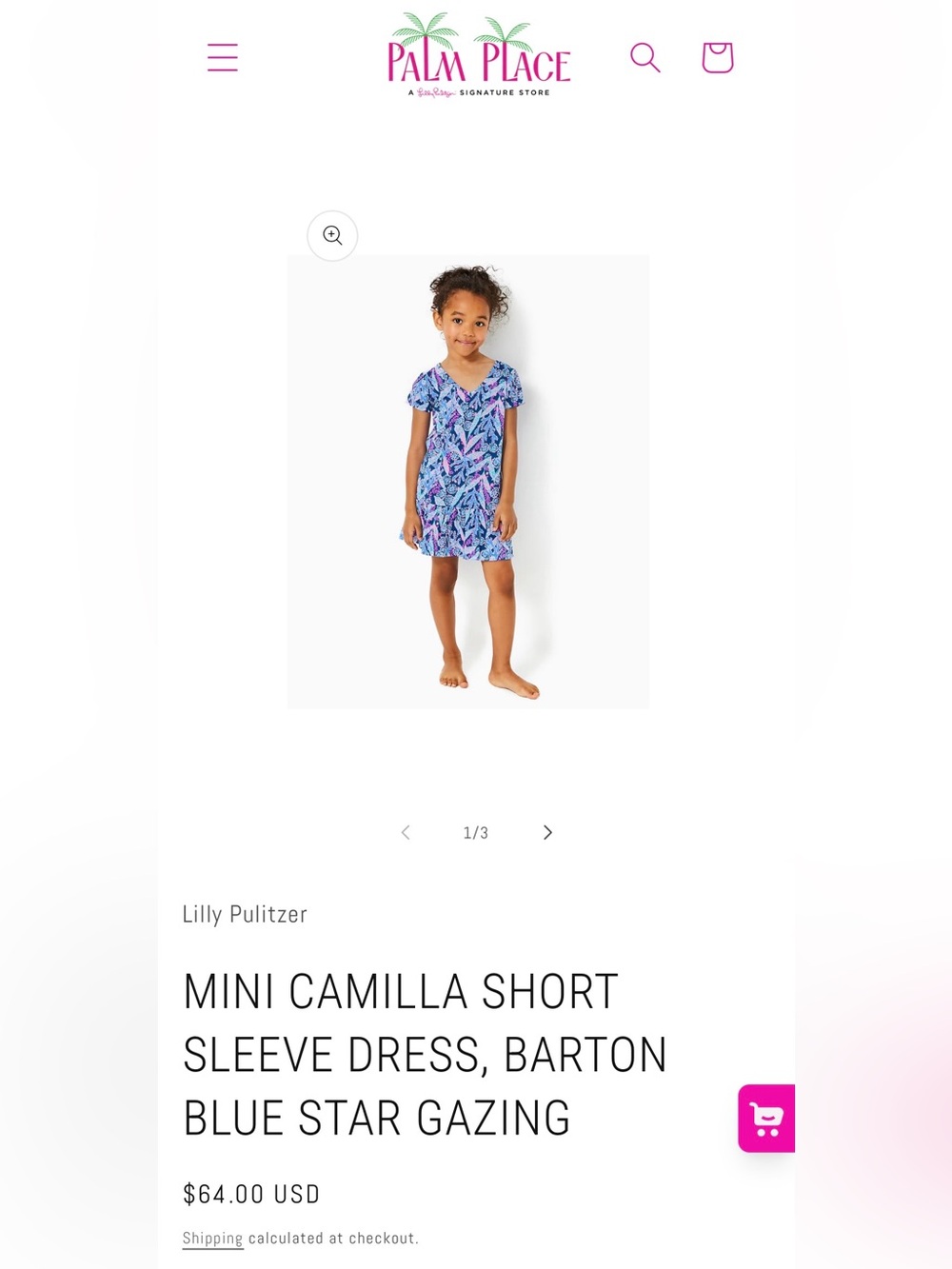 Lilly Pulitzer Mini Camilla Short Sleeve Dress in Barton Blue Star Gazing